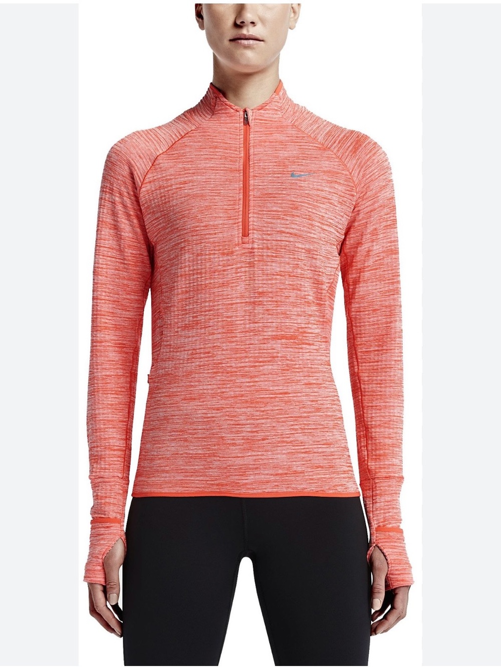 Nike‎ Women’s Dri-FIT Half-Zip Long Sleeve Top - Coral/Heather